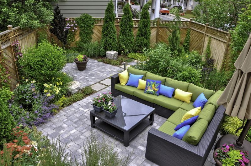 Stylish paver layout with seating area